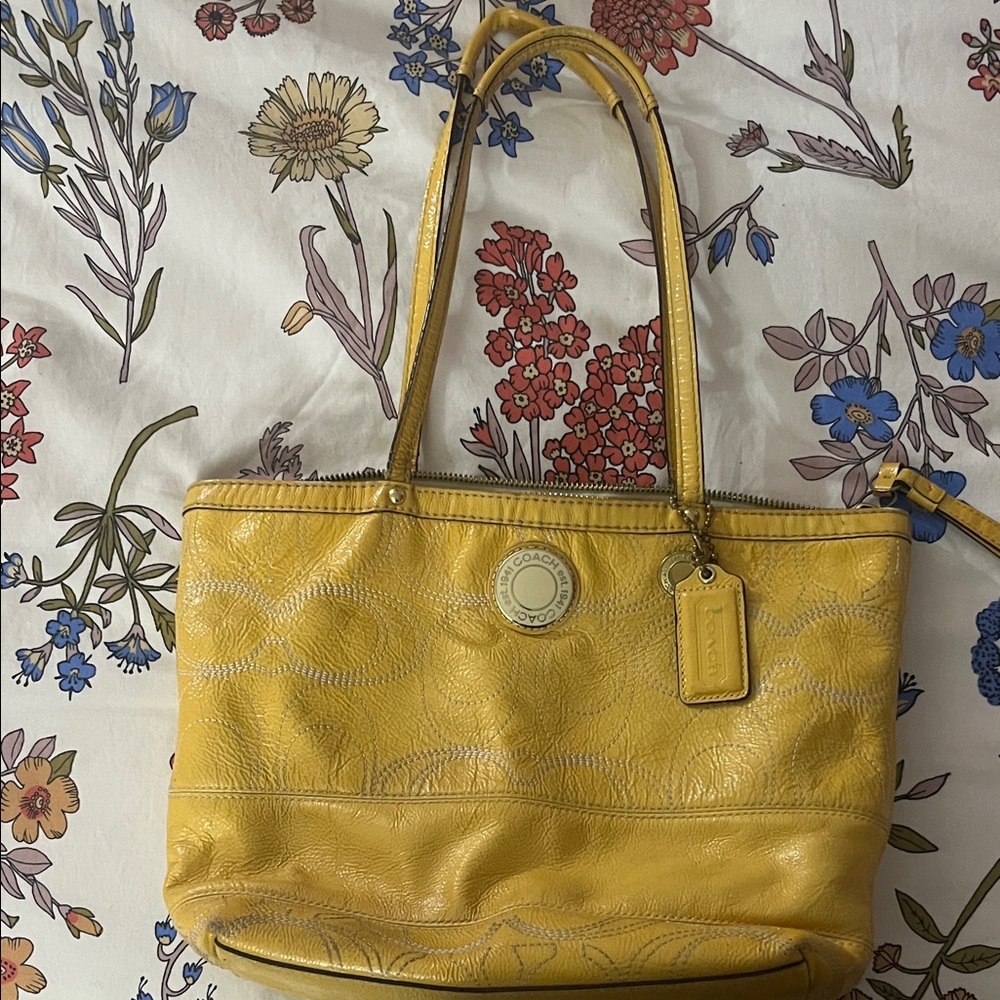 Coach Yellow Leather Tote Bag